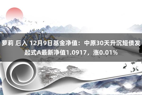 萝莉 后入 12月9日基金净值：中原30天升沉短债发起式A最新净值1.0917，涨0.01%