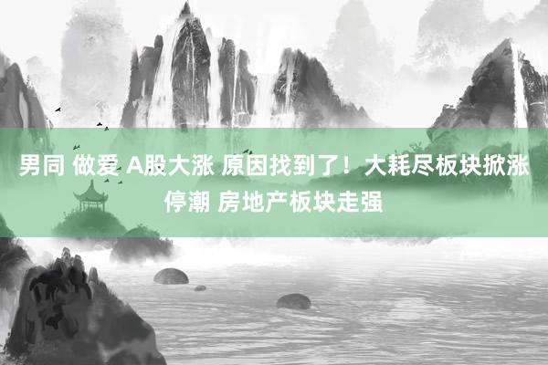 男同 做爱 A股大涨 原因找到了！大耗尽板块掀涨停潮 房地产板块走强