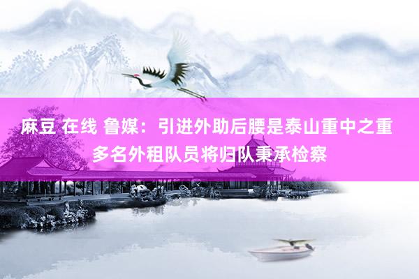 麻豆 在线 鲁媒：引进外助后腰是泰山重中之重 多名外租队员将归队秉承检察