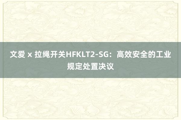 文爱 x 拉绳开关HFKLT2-SG：高效安全的工业规定处置决议