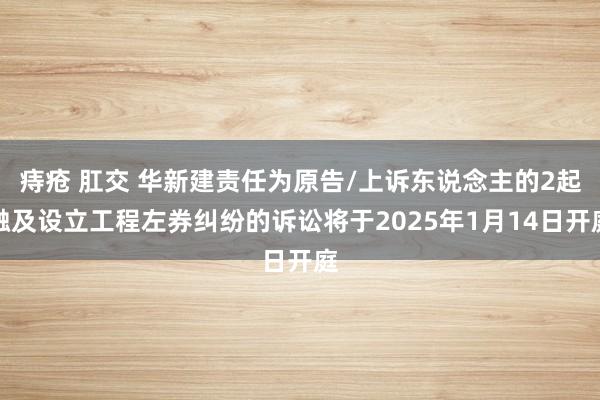 痔疮 肛交 华新建责任为原告/上诉东说念主的2起触及设立工程左券纠纷的诉讼将于2025年1月14日开庭