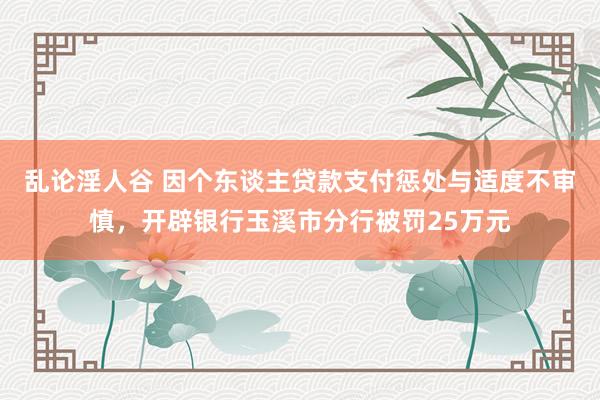 乱论淫人谷 因个东谈主贷款支付惩处与适度不审慎，开辟银行玉溪市分行被罚25万元