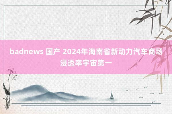 badnews 国产 2024年海南省新动力汽车商场浸透率宇宙第一