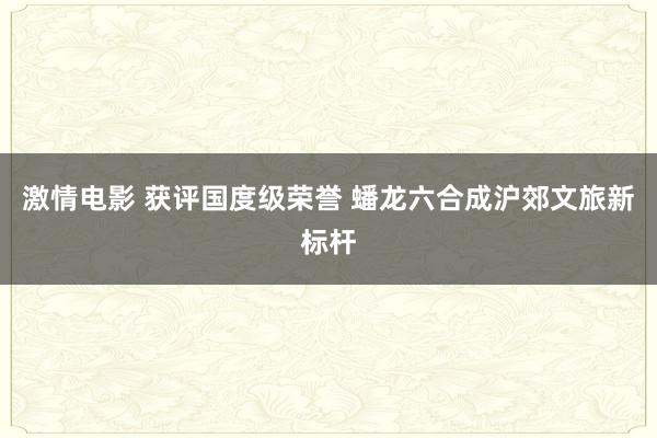 激情电影 获评国度级荣誉 蟠龙六合成沪郊文旅新标杆