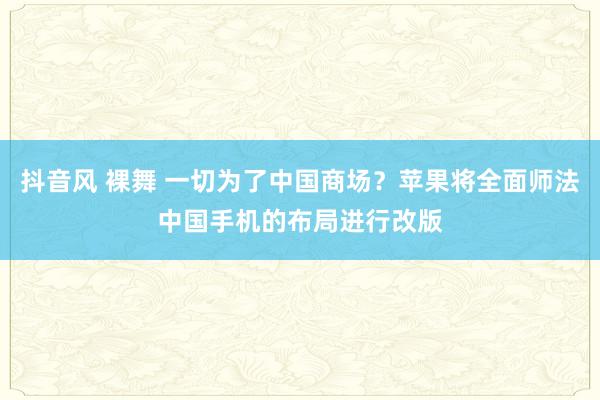 抖音风 裸舞 一切为了中国商场？苹果将全面师法中国手机的布局进行改版