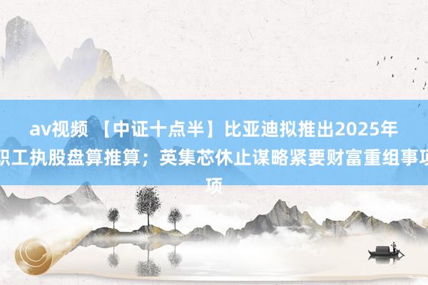 av视频 【中证十点半】比亚迪拟推出2025年职工执股盘算推算；英集芯休止谋略紧要财富重组事项
