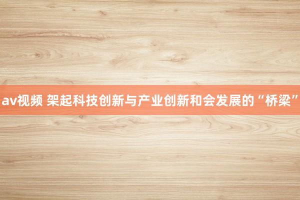 av视频 架起科技创新与产业创新和会发展的“桥梁”