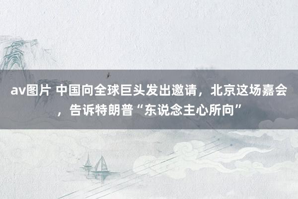 av图片 中国向全球巨头发出邀请，北京这场嘉会，告诉特朗普“东说念主心所向”