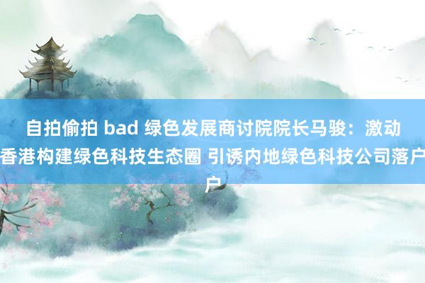 自拍偷拍 bad 绿色发展商讨院院长马骏：激动香港构建绿色科技生态圈 引诱内地绿色科技公司落户