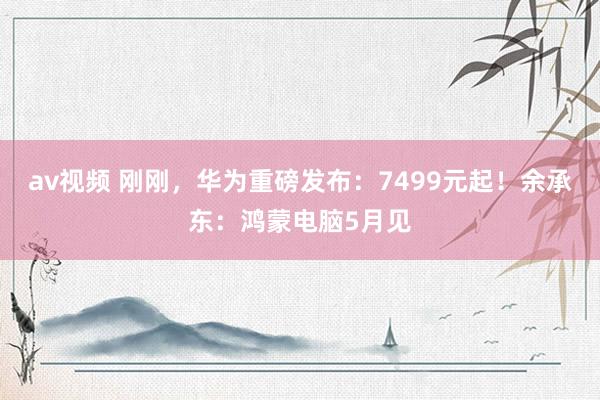 av视频 刚刚，华为重磅发布：7499元起！余承东：鸿蒙电脑5月见