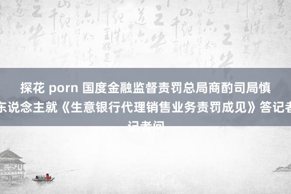 探花 porn 国度金融监督责罚总局商酌司局慎重东说念主就《生意银行代理销售业务责罚成见》答记者问