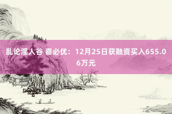 乱论淫人谷 嘉必优：12月25日获融资买入655.06万元