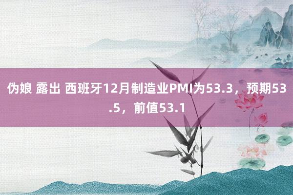 伪娘 露出 西班牙12月制造业PMI为53.3，预期53.5，前值53.1