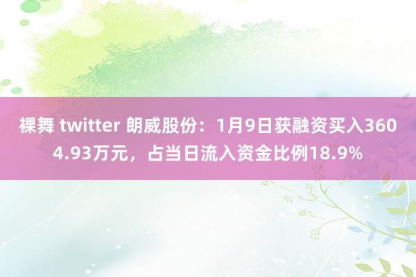 裸舞 twitter 朗威股份：1月9日获融资买入3604.93万元，占当日流入资金比例18.9%