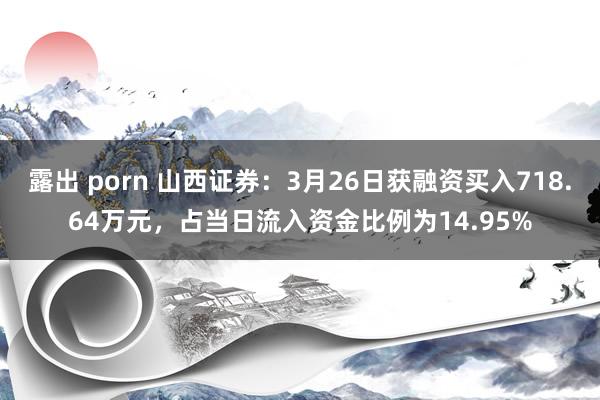 露出 porn 山西证券：3月26日获融资买入718.64万元，占当日流入资金比例为14.95%