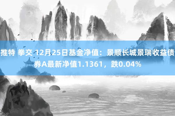 推特 拳交 12月25日基金净值：景顺长城景瑞收益债券A最新净值1.1361，跌0.04%