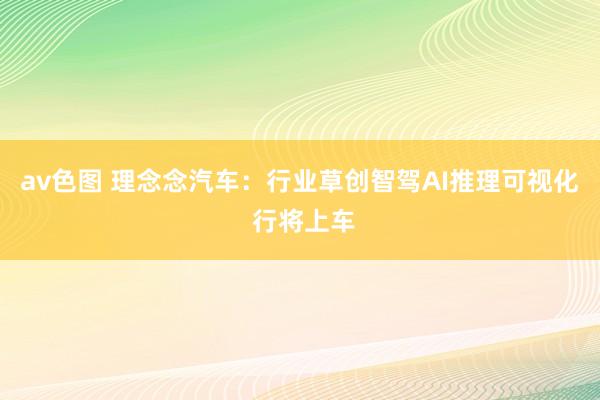 av色图 理念念汽车：行业草创智驾AI推理可视化 行将上车