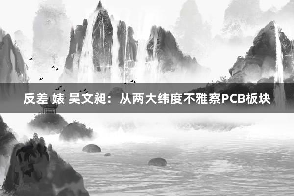 反差 婊 吴文昶:从两大纬度不雅察PCB板块