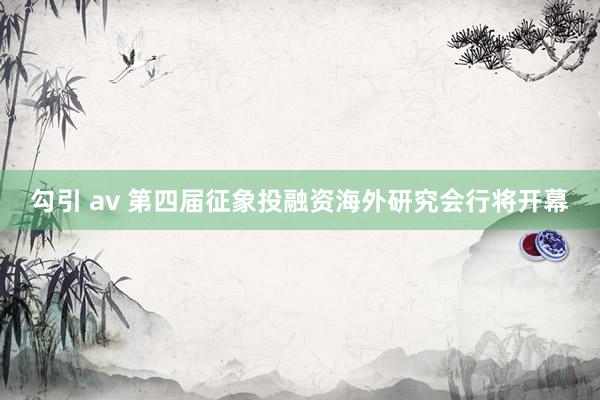 勾引 av 第四届征象投融资海外研究会行将开幕