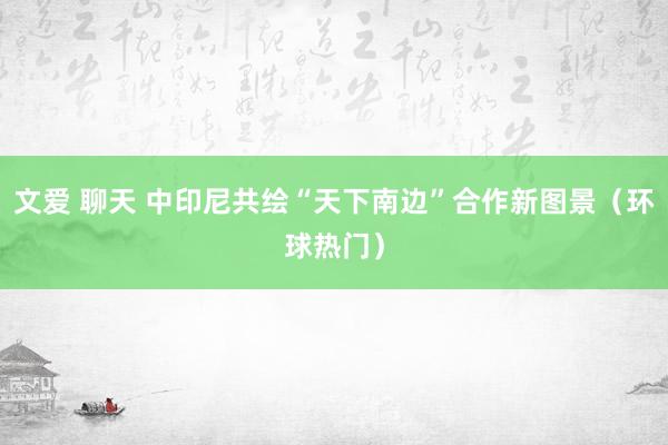 文爱 聊天 中印尼共绘“天下南边”合作新图景（环球热门）